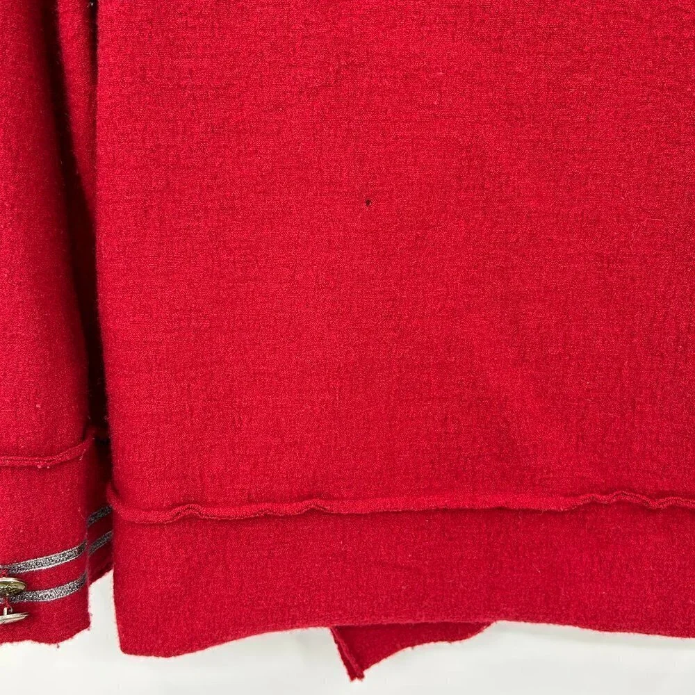 FREE PEOPLE We The Free Red Silver Metallic Wool Double Breasted Coat Jacket XS
